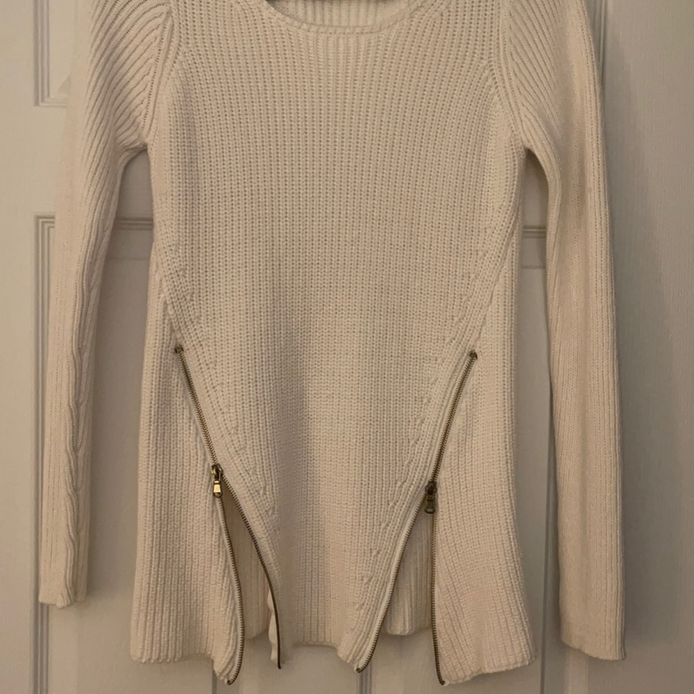 Guess Sweater , white with gold zipper